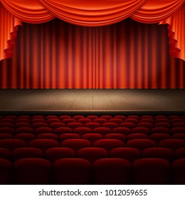 Palco com cortina vermelha. E também inclui EPS 10 vetor