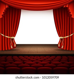 Stage with red curtain. And also includes EPS 10 vector