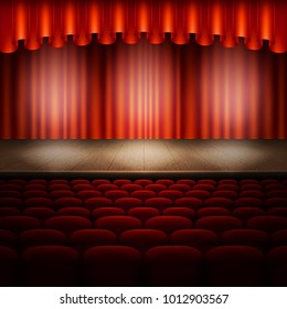 Stage with red curtain. And also includes EPS 10 vector
