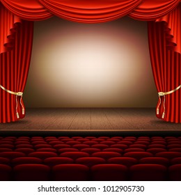 Stage with red curtain. And also includes EPS 10 vector