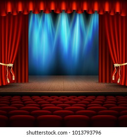 Stage with red curtain. And also includes EPS 10 vector