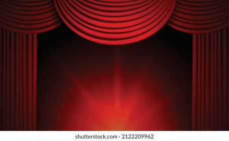 stage with red curtain and lights background
