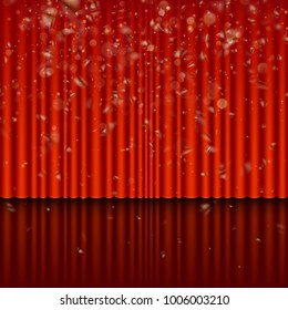 Stage with red curtain and streamer effect.  EPS 10 vector