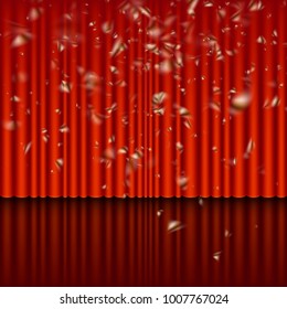 Stage with red curtain and streamer effect. And also includes EPS 10 vector