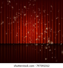 Stage with red curtain and streamer effect. And also includes EPS 10 vector