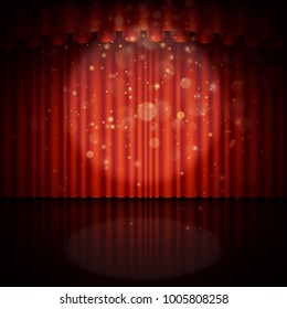 Stage with red curtain,EPS 10 vector