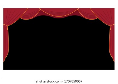 Cortinas de escenario y rojo vectorial, fondo de teatro. Ilustración de las existencias