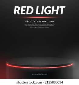 Stage With Red Lights On Darkroom. Vector Illustration