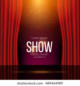 stage with red open curtains