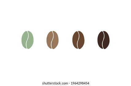 Fase del café tostado, sin tostar, asado ligero, asado medio, asado oscuro, granos de café simple de línea delgada ilustración vectorial