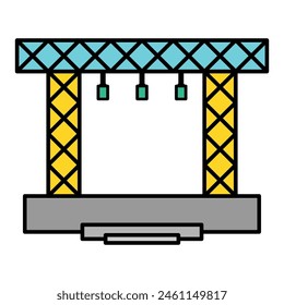 Stage scene constructions icon, web frame podium sign, show design vector illustration .