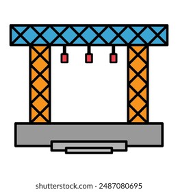 Stage scene constructions icon, web frame podium sign, show design vector illustration .