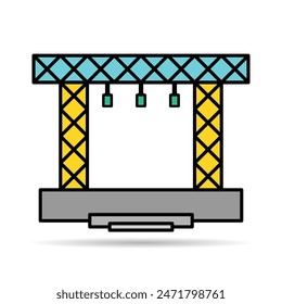 Stage scene constructions shadow icon, web frame podium sign, show design vector illustration .