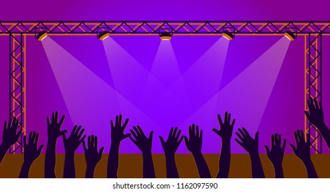 a stage scene with lights; a vector illustration; concert background