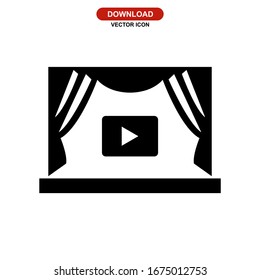 Icono de pantalla de escenario o logotipo símbolo de signo aislado ilustración vectorial - iconos vectoriales de estilo negro de alta calidad
