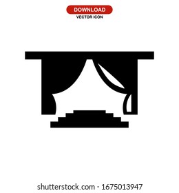 Icono de pantalla de escenario o logotipo símbolo de signo aislado ilustración vectorial - iconos vectoriales de estilo negro de alta calidad

