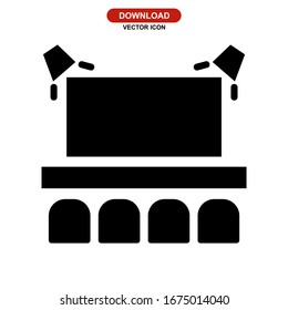 Icono de pantalla de escenario o logotipo símbolo de signo aislado ilustración vectorial - iconos vectoriales de estilo negro de alta calidad
