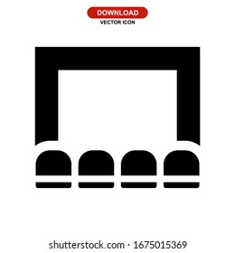Vektorillustration-Illustrationen auf Bühnenbildschirmen oder Logo einzeln auf Zeichensymbolen - Vektorsymbole in hoher Qualität
