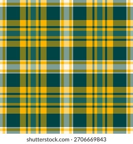 Palco sem emenda xadrez cheque, poster padrão tecido fundo. Design de textura de vetor têxtil tartan em amarelo e paleta de cores pastel.