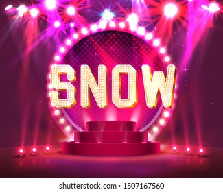 The stage of the show and the show with bright lighting. Vector illustration