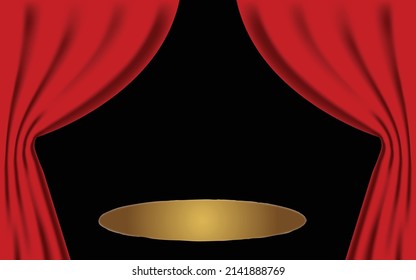 stage show with red curtain