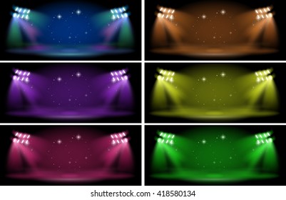 Stage with six color backgrounds illustration