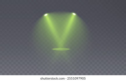 Etapa con efecto chispa. Foco aislado y efectos de iluminación para su diseño e ilustración en Vector. Conjunto de Vector de foco aislado e iluminación de estudio para sus Diseños en tonos de rosa.