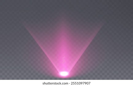 Stage with Spark Effect. Isolated Spotlight and Lighting Effects for Your Design and Illustration in Vector. Vector Set of Isolated Spotlight and Studio Lighting for Your Designs in Shades of pink.