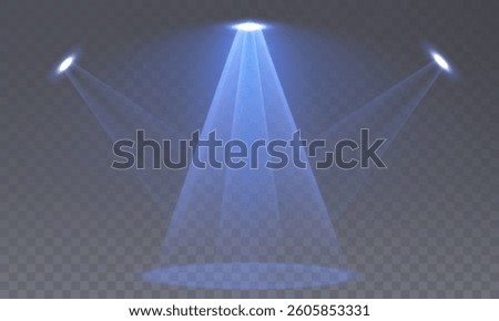 Stage with Spark Effect. Isolated Spotlight and Lighting Effects for Your Design and Illustration in Vector. Vector Set of Isolated Spotlight and Studio Lighting for Your Designs in Shades of Blue.