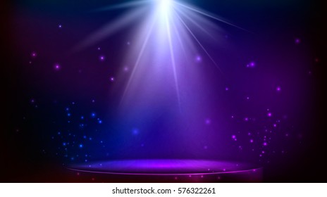stage spot lighting.  magic light. blue and purple vector background