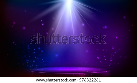stage spot lighting.  magic light. blue and purple vector background