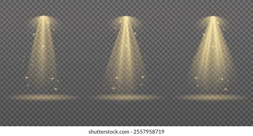 Stage spotlight, golden light source, concert lighting. Spotlight for concert lighting