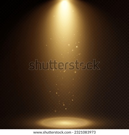 Stage spotlight, golden light source, concert lighting. Spotlight for concert lighting.	
