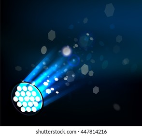 Stage spotlight on the blue background. Vector illustration