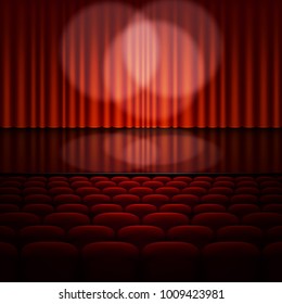 Stage with spotlight and red curtain. And also includes EPS 10 vector