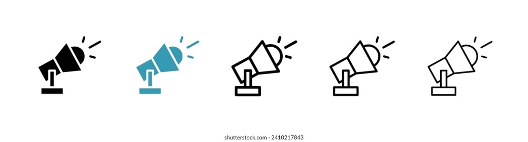 Stage Spotlight Vector Icon Set. Performance show searchlight vector symbol for UI design.