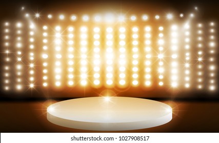 Stage and spotlight. Vector illumination
