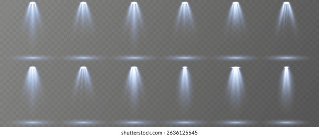 Los focos de escenario emiten fuertes haces de luz direccionales blancos.
Los reflejos añaden profundidad a las escenas de proyección en el suelo.
Transparente permite el uso de Web o póster sin costuras.
Conjunto de iluminación de concierto incluye vigas suaves