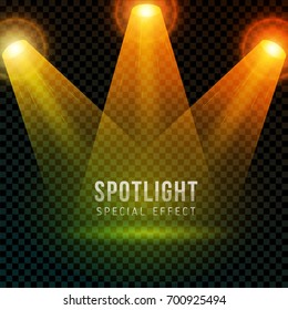 Stage Spotlights isolated on a transparent background. Vector illustration