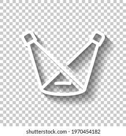 Stage spotlights, light equipment, studio lamp. White linear icon with editable stroke and shadow on transparent background