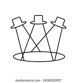Bühnen-Spotlichter-Gliederungssymbol. Szenenleuchten Trendy Stil flache Illustration für Web und App..eps