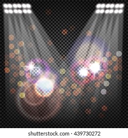 Stage spotlights. Vector illustration