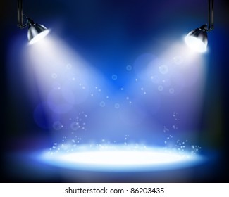 Stage spotlights. Vector illustration.