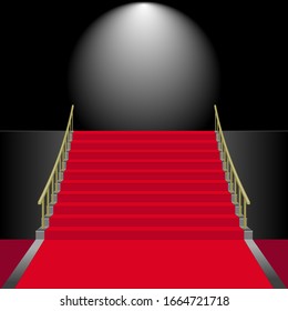 stage with stairs covered with red carpet