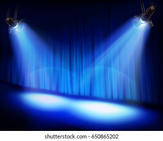 Stage im Theater vor der Premiere. Vektorgrafik.