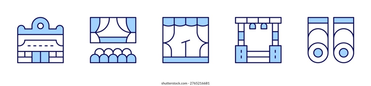 stage, theater, stagelights. Stage Icon vector illustration. Line Duotone style. Editable stroke.