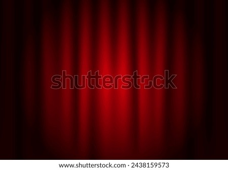 Stage theatrical drapes. Closed velvet curtain for circus, theatre, scene and club. Red drapery, textile. Vector background with spot light in theater or cinema
