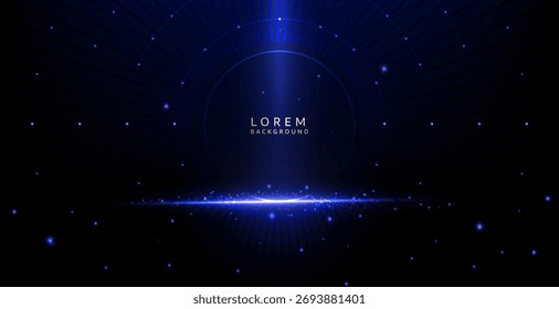 O tema do palco é luxuoso, profundo e dinâmico. O plano de fundo é azul escuro a preto. Pequenos pontos de luz são espalhados ao redor da cena, adicionando uma sensação de espaço ao palco principal.