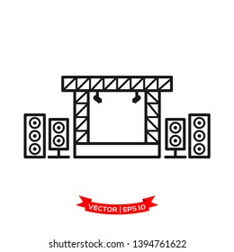 stage vector icon, concert icon in trendy flat design 