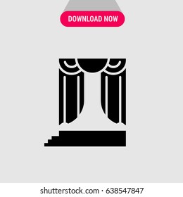 Stage Vector Icon, Stage with curtains symbol. Simple,modern flat vector illustration for mobile app, website or desktop app 
